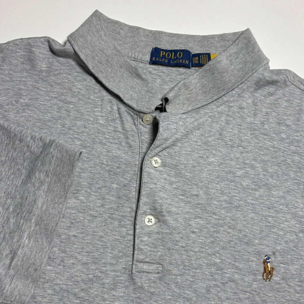 Polo Ralph Lauren Solf Cotton Polo Mens 2XB Gray Heather Big & Tall Pony Shirt
